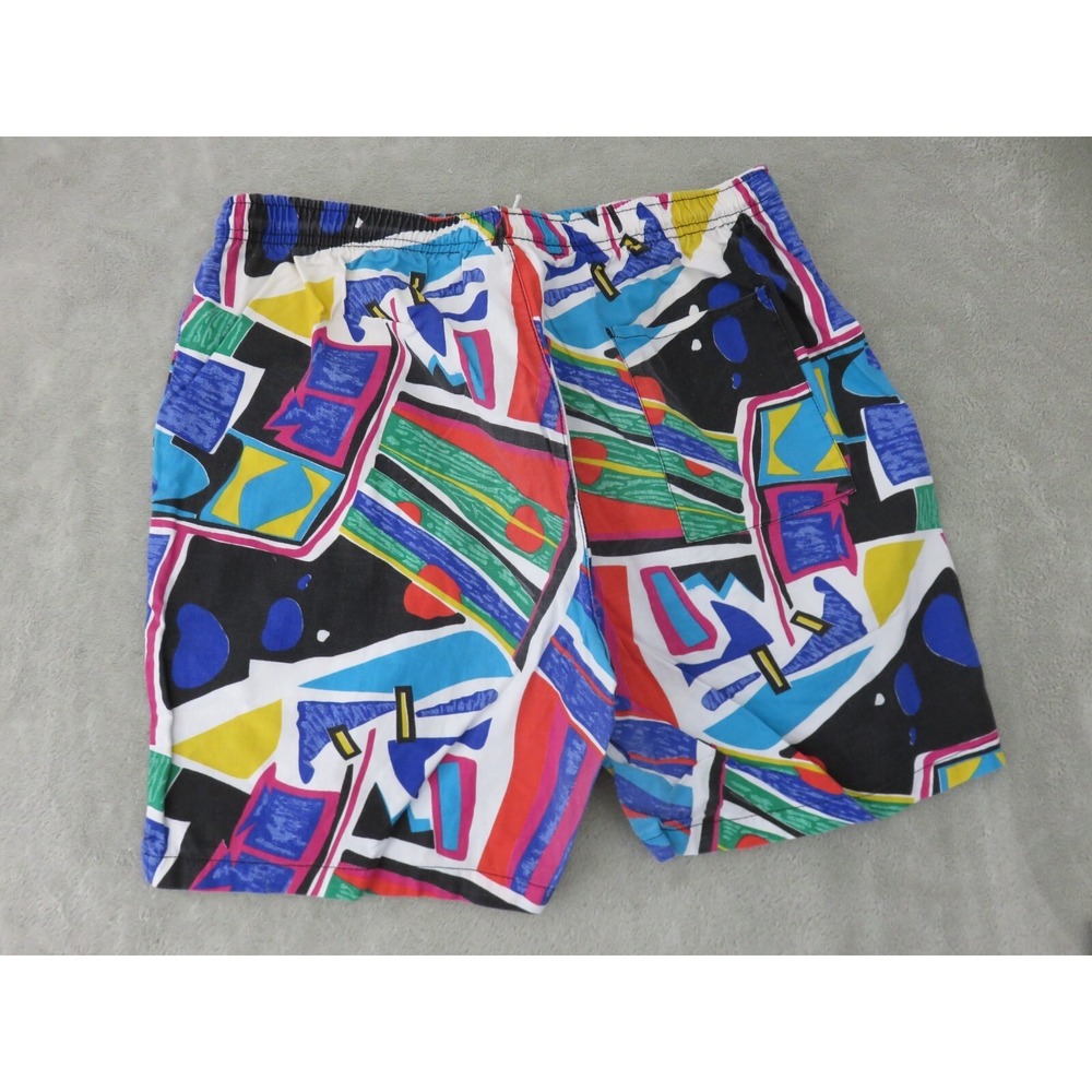 1980s Generation One Women's Multicolor Elastic Waist 100% Cotton Beach Short XL - Picture 6 of 11